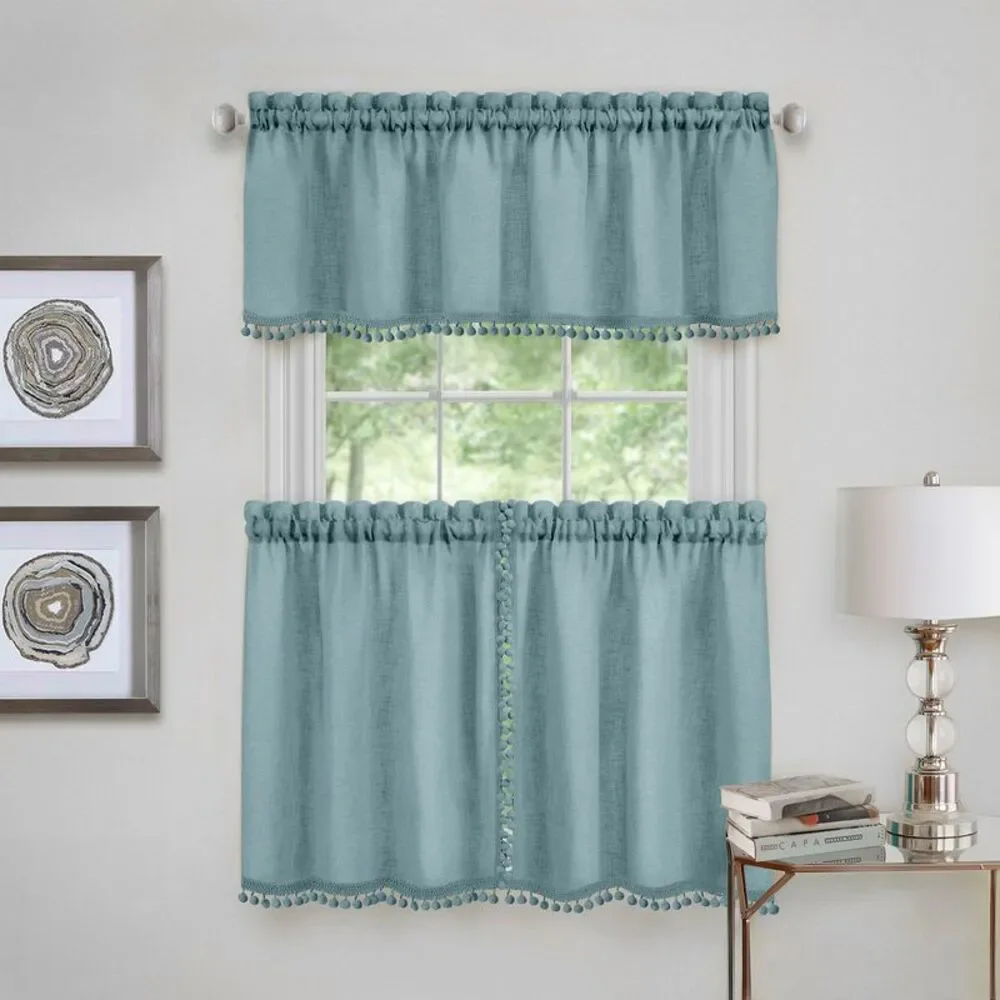 Achim Home Furnishing: Wallace Aqua Semi-Sheer Window Curtain Rod Pocket Panel: